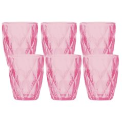Rózsaszín üvegpohár - 270 ml - 6 db-os készlet
