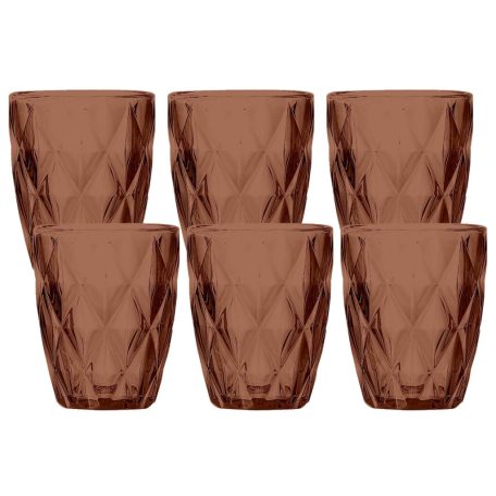 Barna üvegpohár - 270 ml - 6 db-os szett