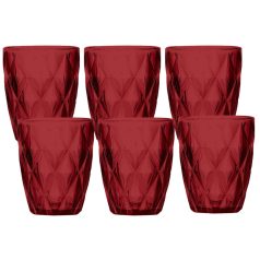 Piros üvegpohár - 270 ml - 6 db-os szett