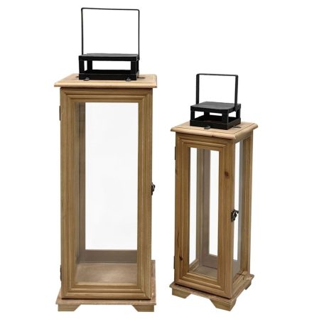Fából készült modern lámpások - 57 cm, 74 cm - 2 db-os szett