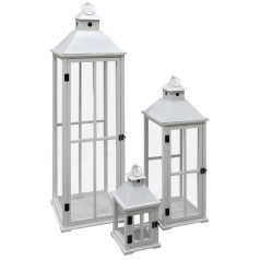 Fehér fa lámpások - 34 cm, 70 cm, 108 cm - 3 db-os szett