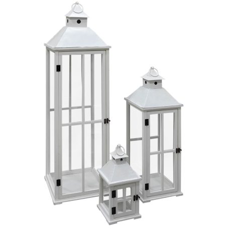 Fehér fa lámpások - 34 cm, 70 cm, 108 cm - 3 db-os szett