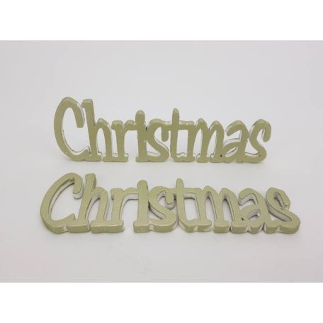 Christmas felirat metál zöldarany - 15 cm - 2 db/csomag