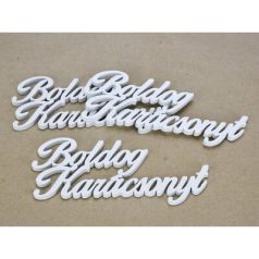 Boldog karácsonyt felirat fehér - 10 cm - 6 db/csomag