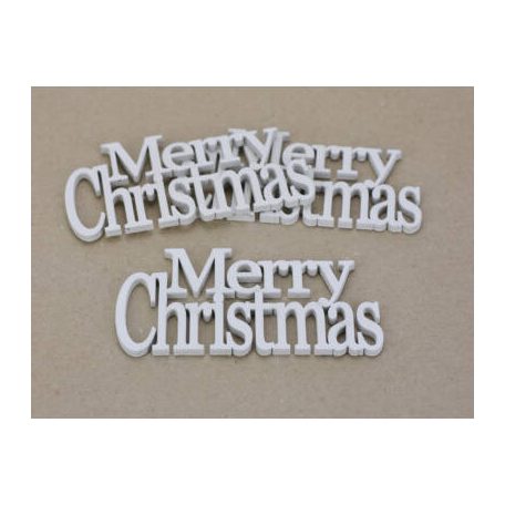 Fa - "Merry Christmas" felirat koszorúra fehér - 14 cm - 3 db/csomag