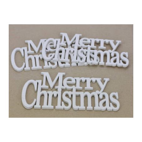 Fa - "Merry Christmas" felirat koszorúra fehér - 21 cm - 3 db/csomag