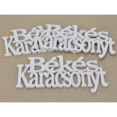   Fa - "Békés Karácsonyt" felirat koszorúra fehér - 21cm - 3 db/csomag