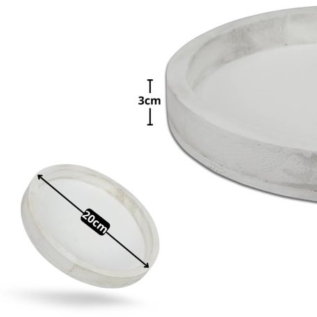 Fa tálca - Fehér - 20 cm