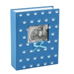  Fényképalbum babás koronás ablakos kék 304db 15x10cm-es kép