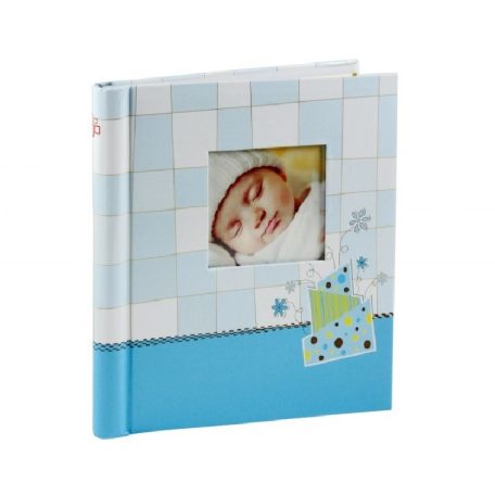 Fényképalbum öntapadós babás ablakos kék-30db 22x28cm-es lap
