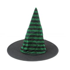 Boszorkány kalap zöld csíkos 39x35cm  