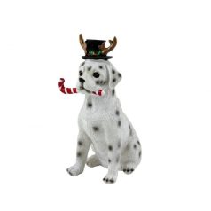 Kutya figura szarvas sapkában - 23 cm