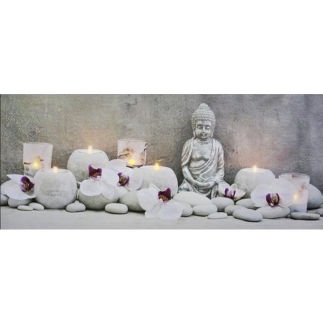 7LEDes világító falikép Buddha+orchidea - 70x30 cm 