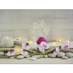   7 LEDes világító falikép rózsaszín orchideák - 40x30cm 