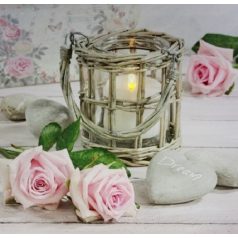   LEDes világító falikép rózsaszín rózsa +gyertya - 40x40 cm 