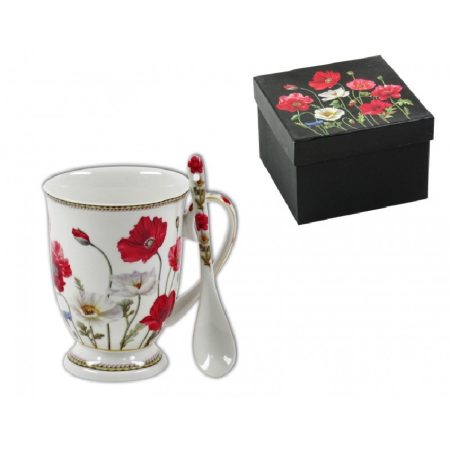 Bögre+kiskanál diszdobozos - Pipacs - 280 ml 