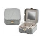 Ékszertartó doboz kocka szürke tükrös - 15,5x16 cm