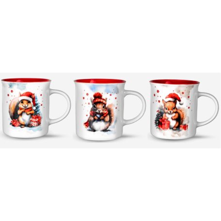 Porcelánbögre - Mókusok - 3 féle - 330 ml