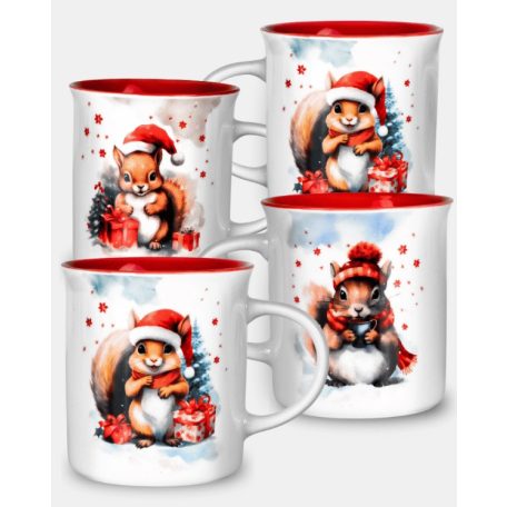 Porcelánbögre - Mókusok - 3 féle - 330 ml