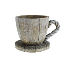 Kaspó kő csésze fa mintás - Szürke - 11x9x7,5 cm