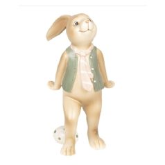   Clayre & Eef - Húsvéti nyuszifiú csíkos nyakkendővel - 9x7x15cm 