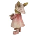 Rózsaszín nyuszipár virággal - 13x8x13 cm  