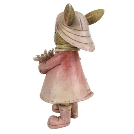 Rózsaszín nyuszipár virággal - 13x8x13 cm  