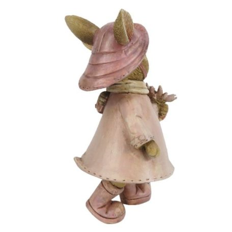 Rózsaszín nyuszipár virággal - 13x8x13 cm  