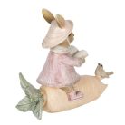 Nyuszilány répával és madárkával - 13x5x11 cm 