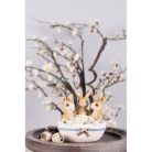 Tojásban ülő 3 nyuszi virágokkal - 11x9x12 cm  - Raktáron