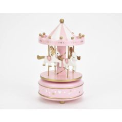   Zenélő körhinta lovas fehér-méret: átmérő:11cm, magasság:18cm 