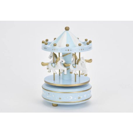 Zenélő körhinta lovas rózsaszín-méret: átmérő:11cm, magasság:18cm