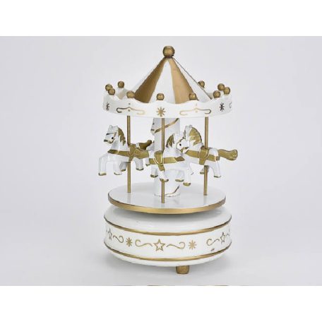 Zenélő körhinta lovas rózsaszín-méret: átmérő:11cm, magasság:18cm