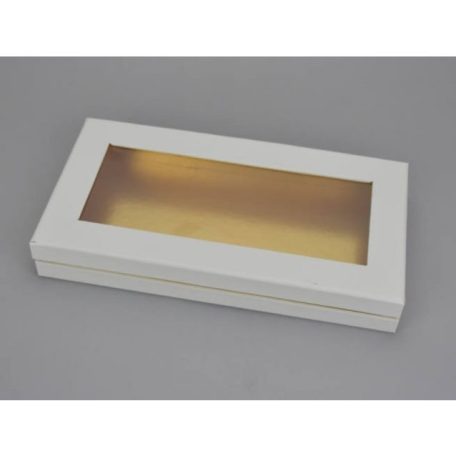 Lapos tégla papírdoboz arany belsővel fehér