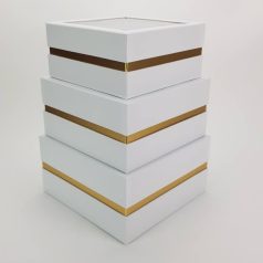 Aranyszegélyes kocka doboz fehér - 3 db-os szett