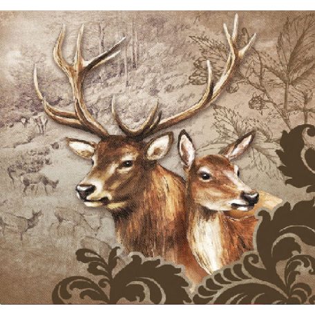 Ambiente Deer Couple Brown papírszalvéta 33x33cm - 20db-os