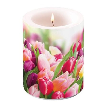 Ambiente Glorious Tulips átvilágítós gyertya - 8x7,5cm