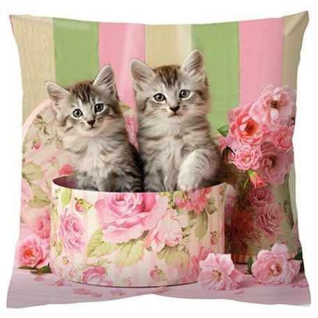 Cats In Box textilpárna töltelékkel 34x34cm