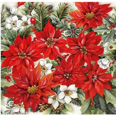 Ambiente Poinsettia All Over papírszalvéta 33x33 cm - 20 db-os