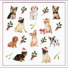 Ambiente Christmas Dogs papírszalvéta 25x25cm - 20db-os