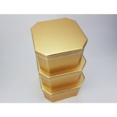 Nyolcszögletű doboz  - metálarany - 3 db-os szett