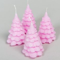  Bársony glitter fenyőfa gyertya rózsaszín - 10x15,5 cm - 1 db vagy 4 db/csomag 