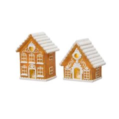    Mézeskalács karácsonyi dekoráció ledes - Ház - 8,5x8,5 cm