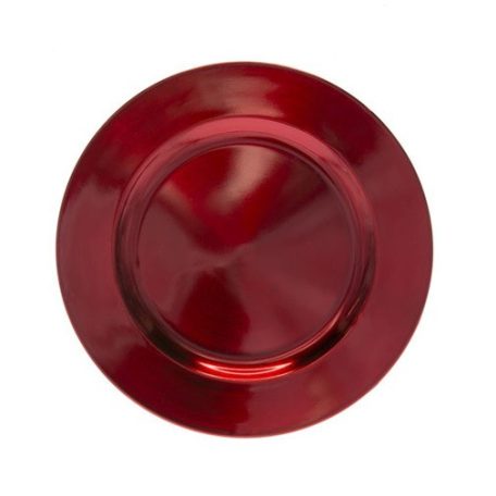 Tányér kerek műanyag - piros - 22x22x2cm 
