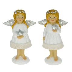   Angyal csillaggal, szívvel álló, glitteres - 2 féle - 7,5x4x12 cm