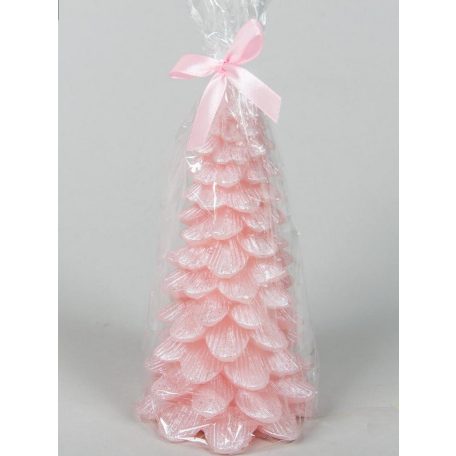 Fenyő gyertya rózsaszín - 18 cm 