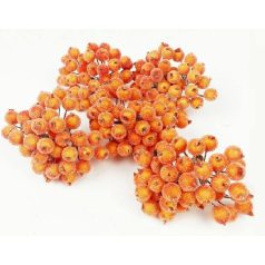   Csillámos drótos bogyó - Sötét narancs - 1cm-es bogyók - 200 db/csomag 
