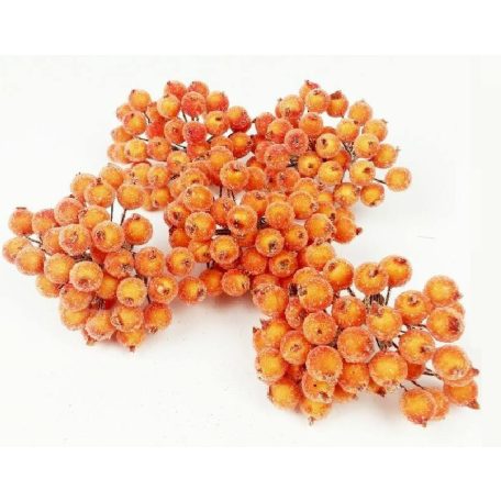 Csillámos drótos bogyó - Sötét narancs - 1cm-es bogyók - 200 db/csomag 
