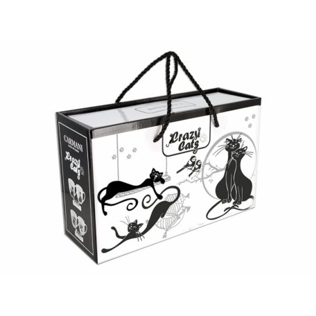 Carmani porcelán bögre - Fekete macskás - 400 ml - 2 db-os szett