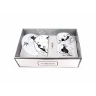Carmani porcelán bögre+alj - Fekete macskás - 250 ml - 2 db-os szett 